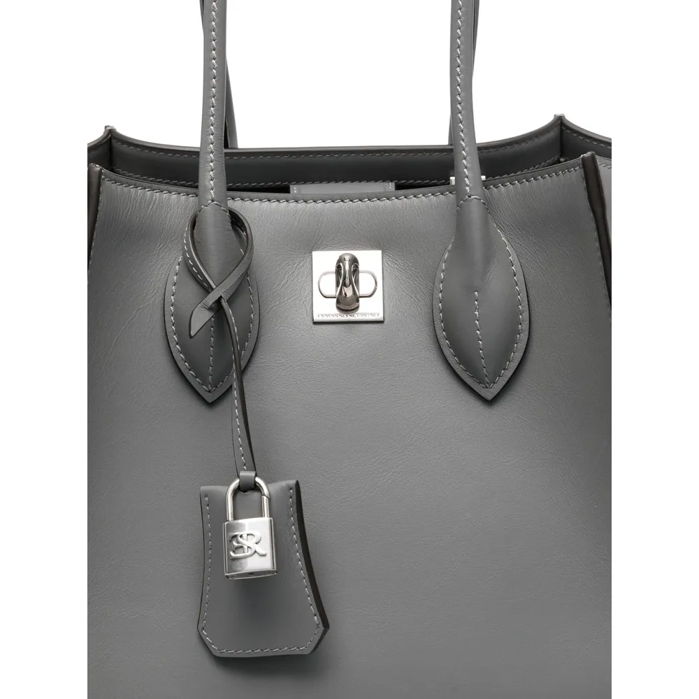 Maggie Padlock Leather Tote Bag