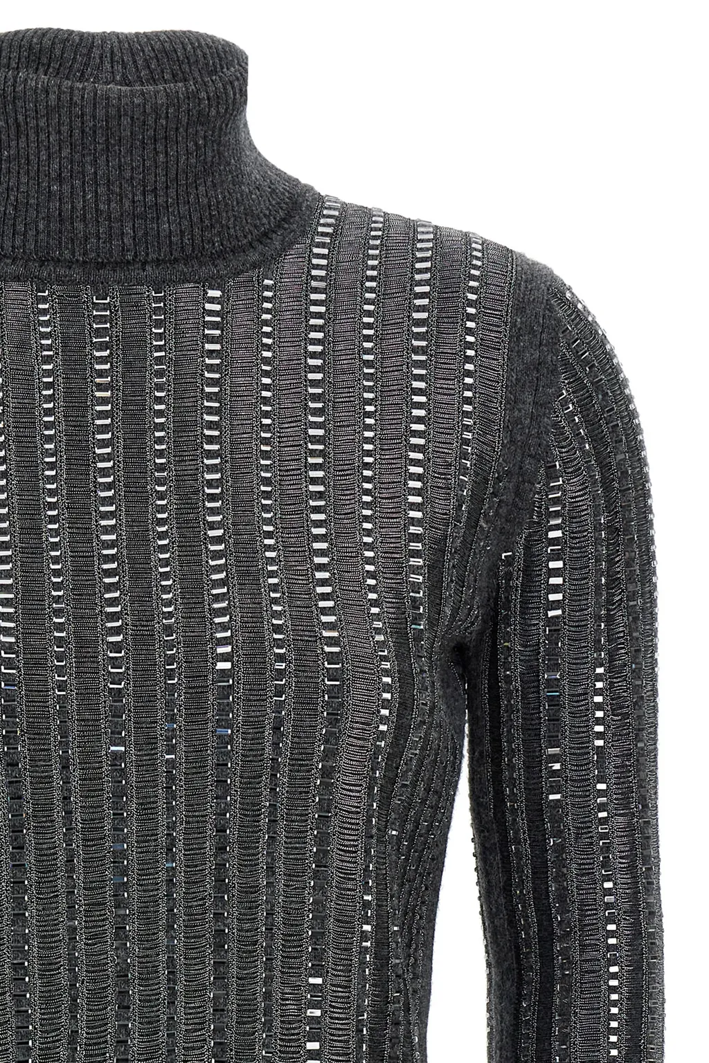 Crystal-Embellished High-Neck Top