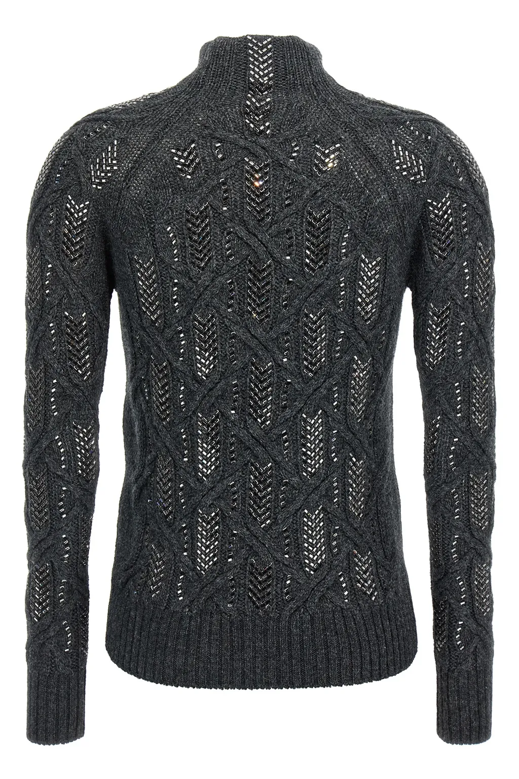 Crystal-Embellished Cable-Knit Sweater