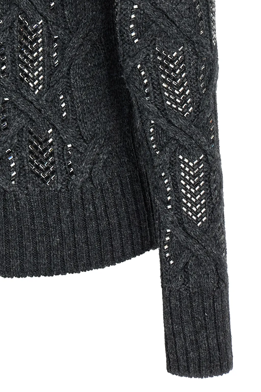 Crystal-Embellished Cable-Knit Sweater
