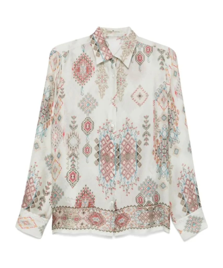 Geometric-Printed Long Sleeved Shirt