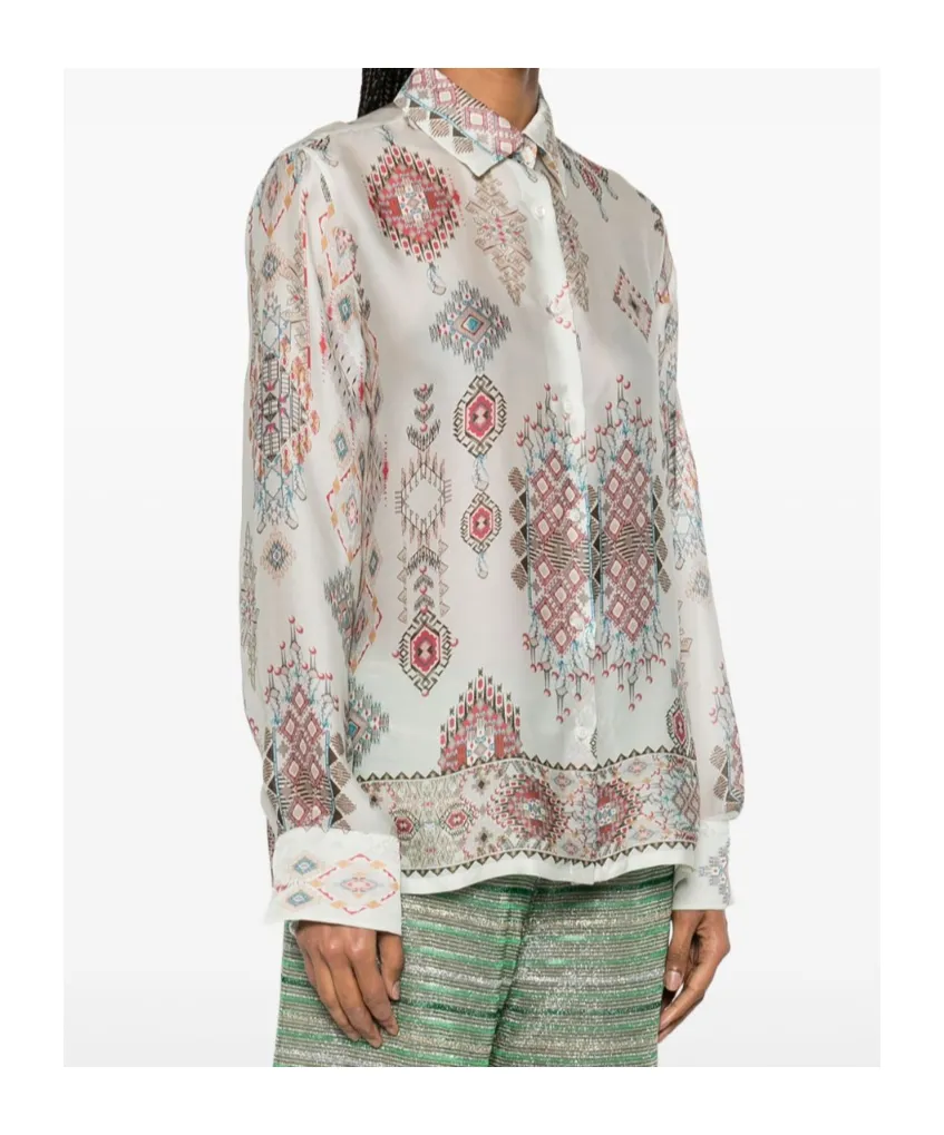 Geometric-Printed Long Sleeved Shirt