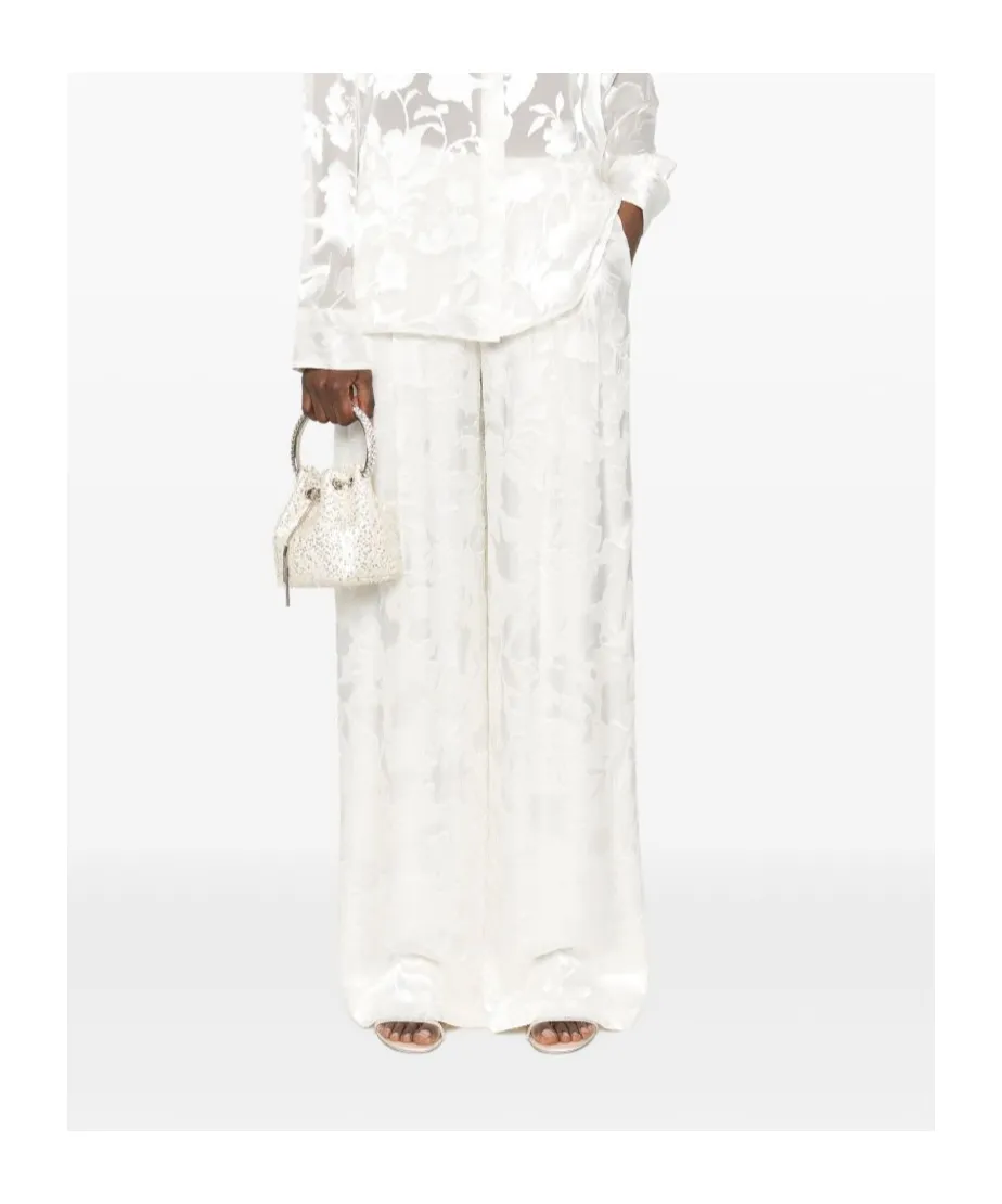 Floral-Jacquard Trousers