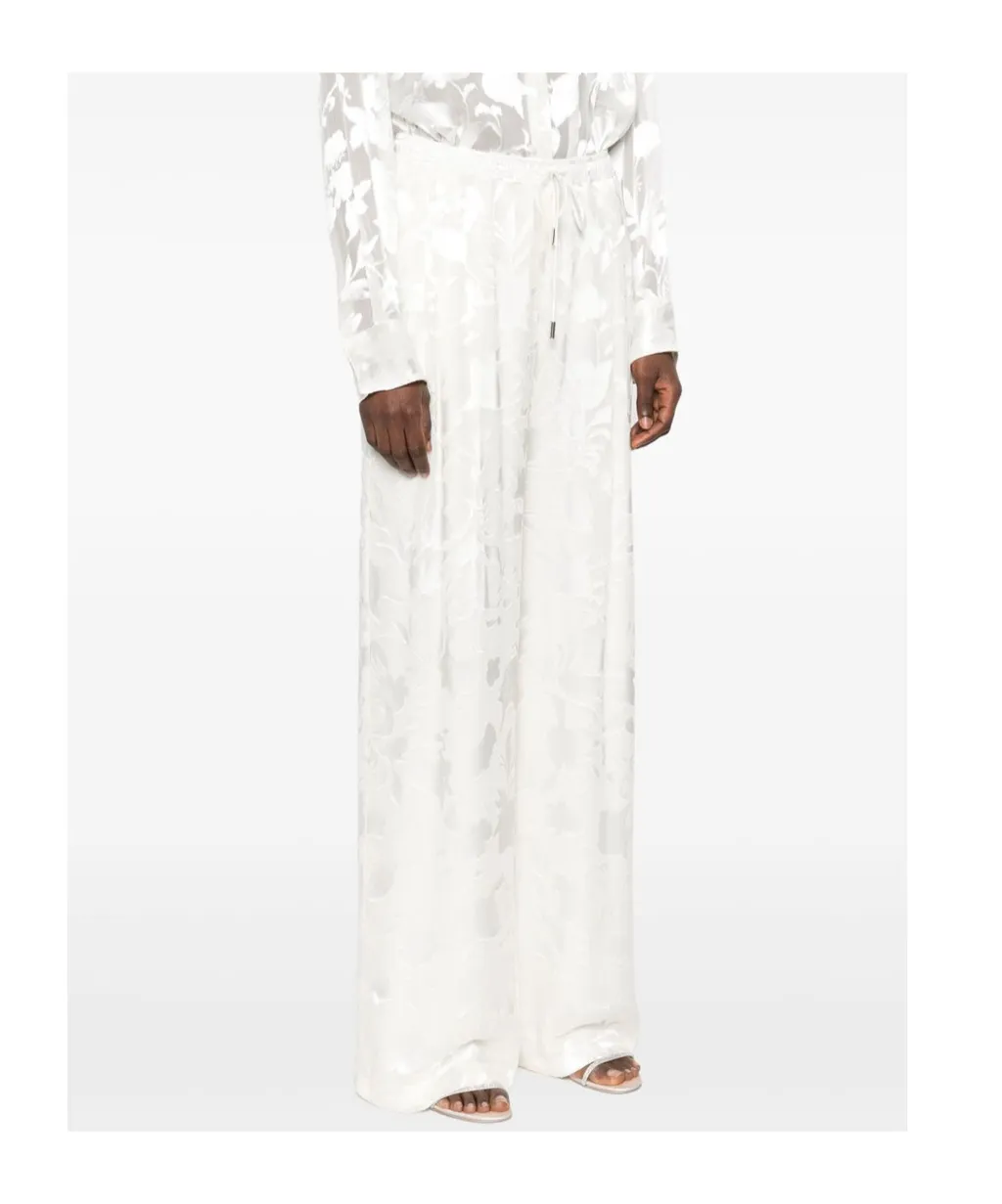 Floral-Jacquard Trousers