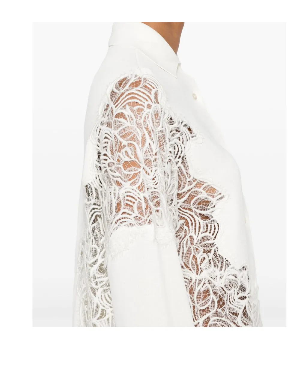 Long Sleeved Lace Panelled Shirt
