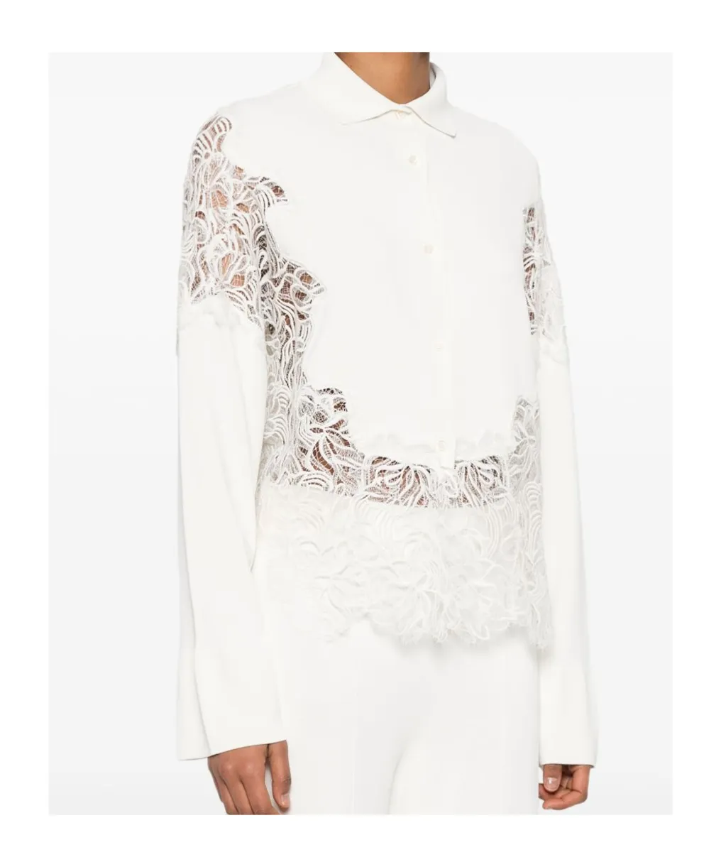 Long Sleeved Lace Panelled Shirt