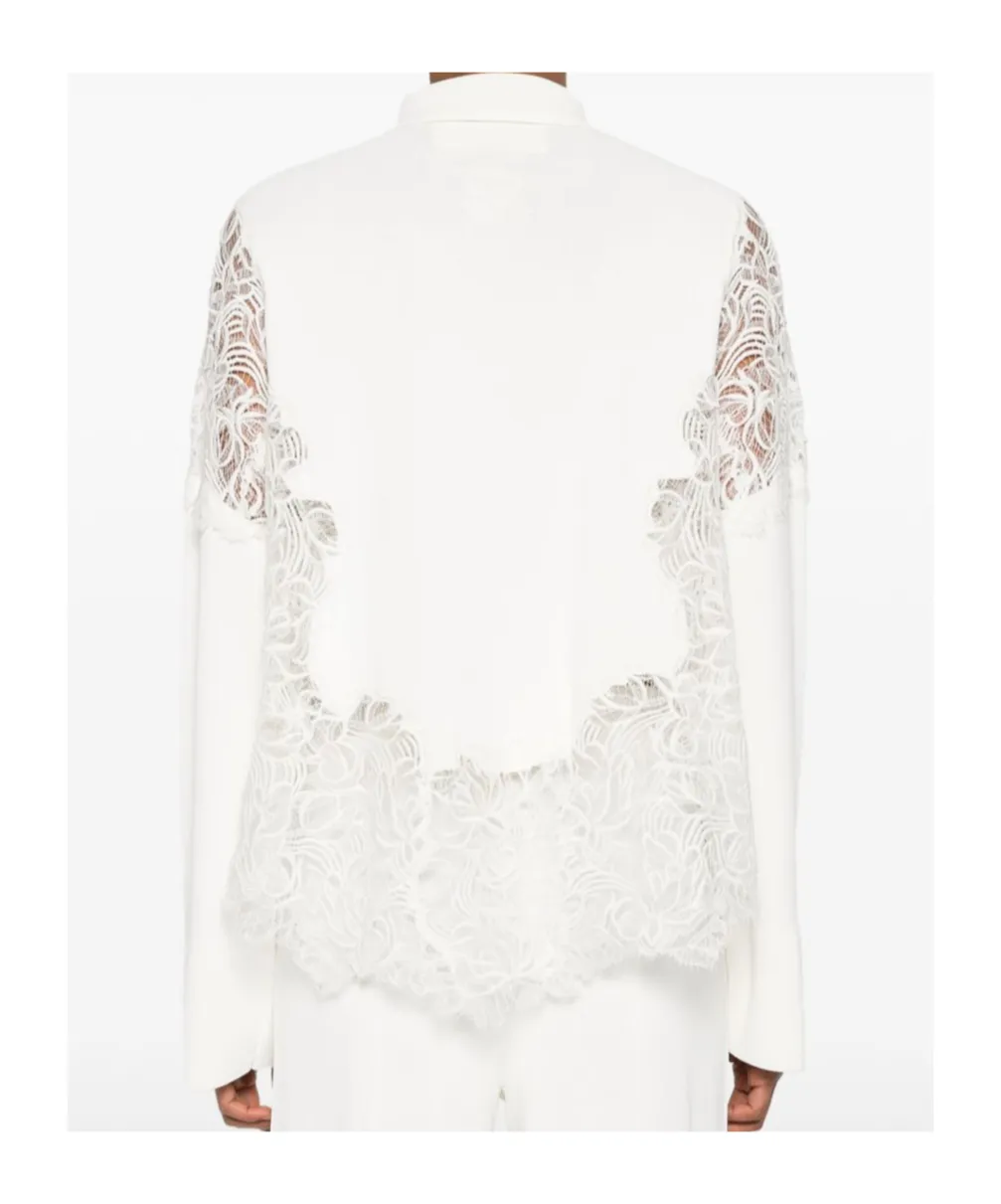 Long Sleeved Lace Panelled Shirt