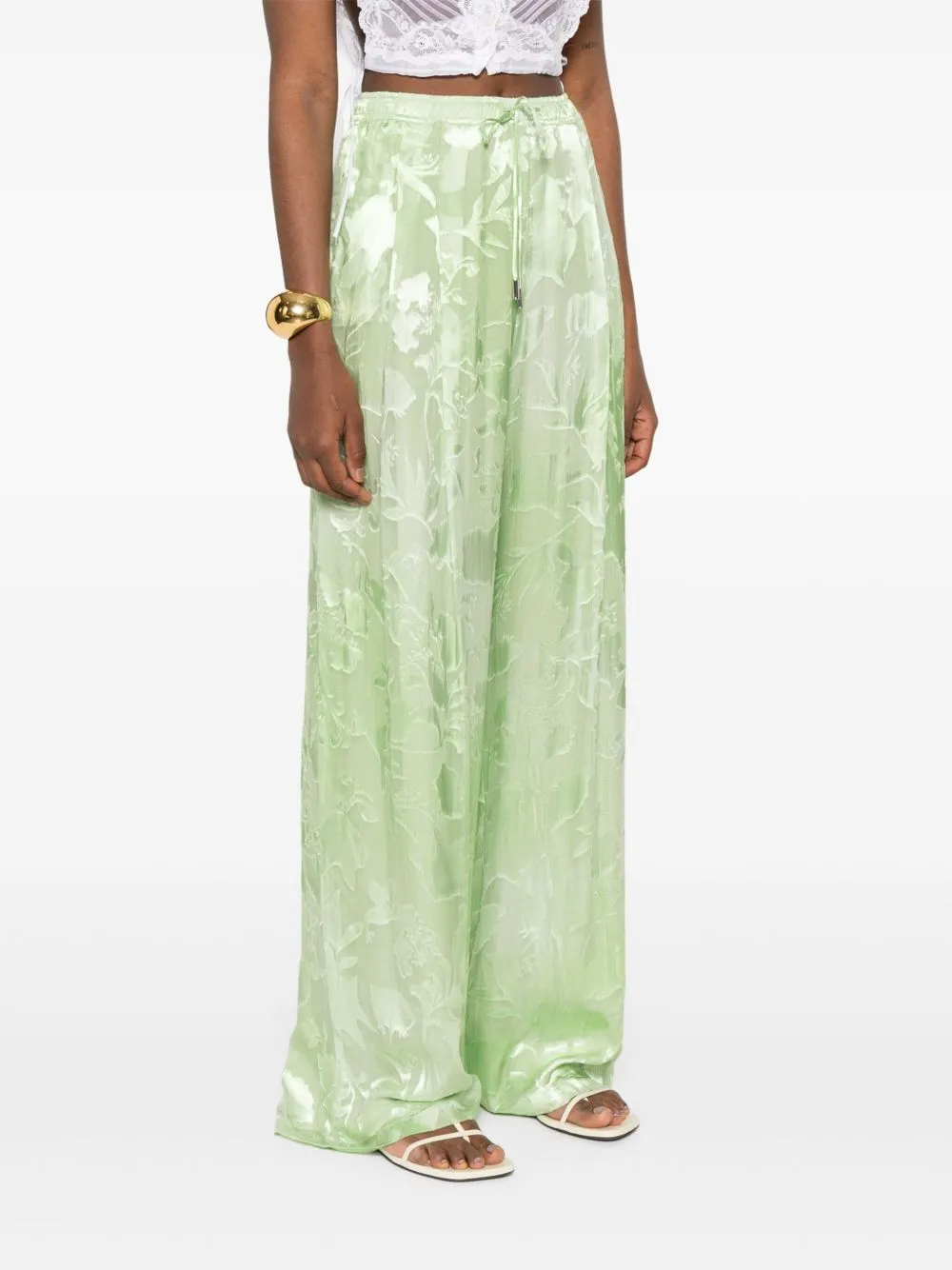 Floral-Jacquard Trousers