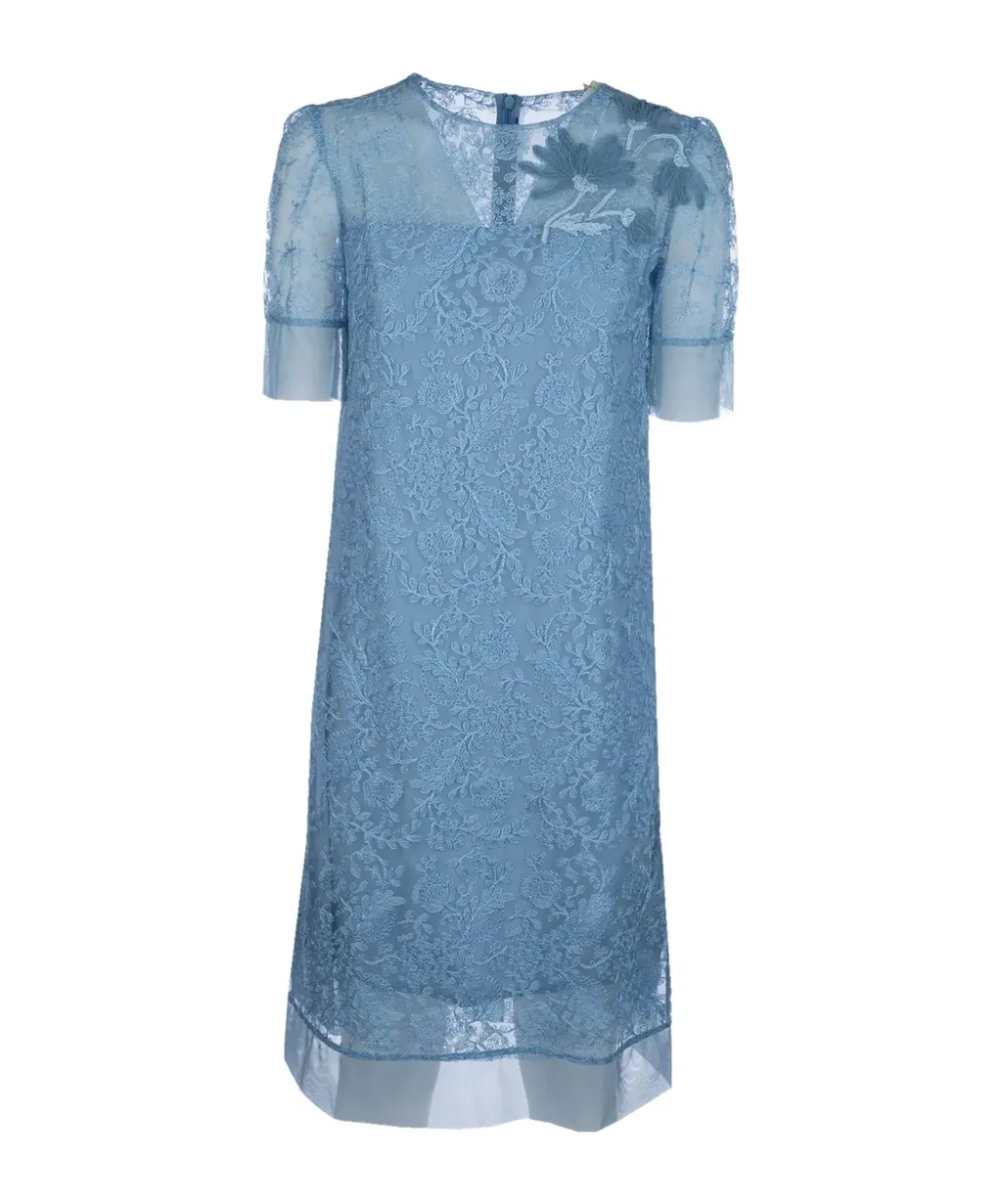 Floral-Embroidered Midi Dress
