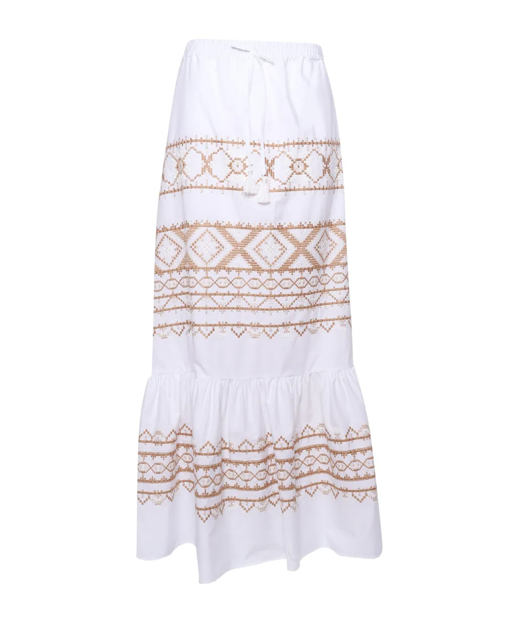 Embroidered Ruffled Skirt