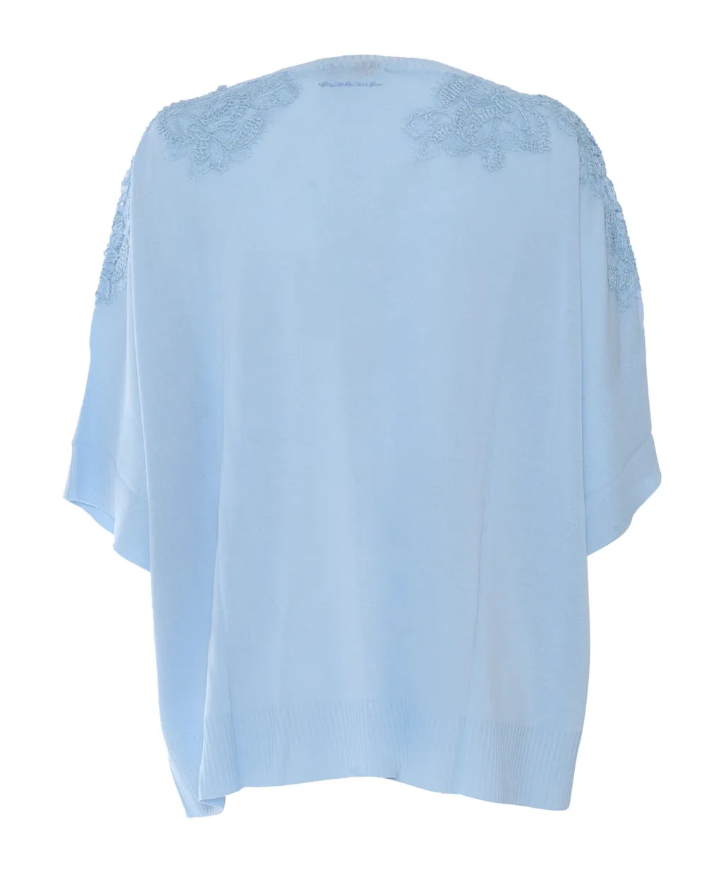 Lace-Embellished Short-Sleeve Top