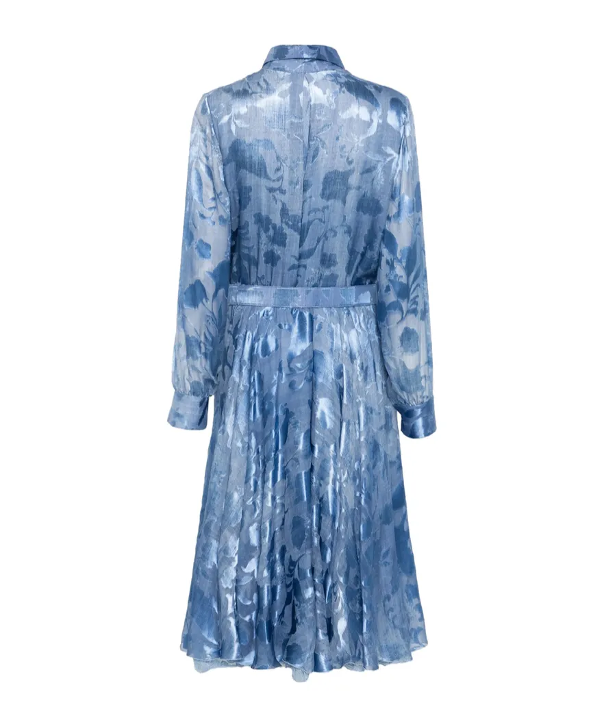 Floral-Jacquard Midi Dress