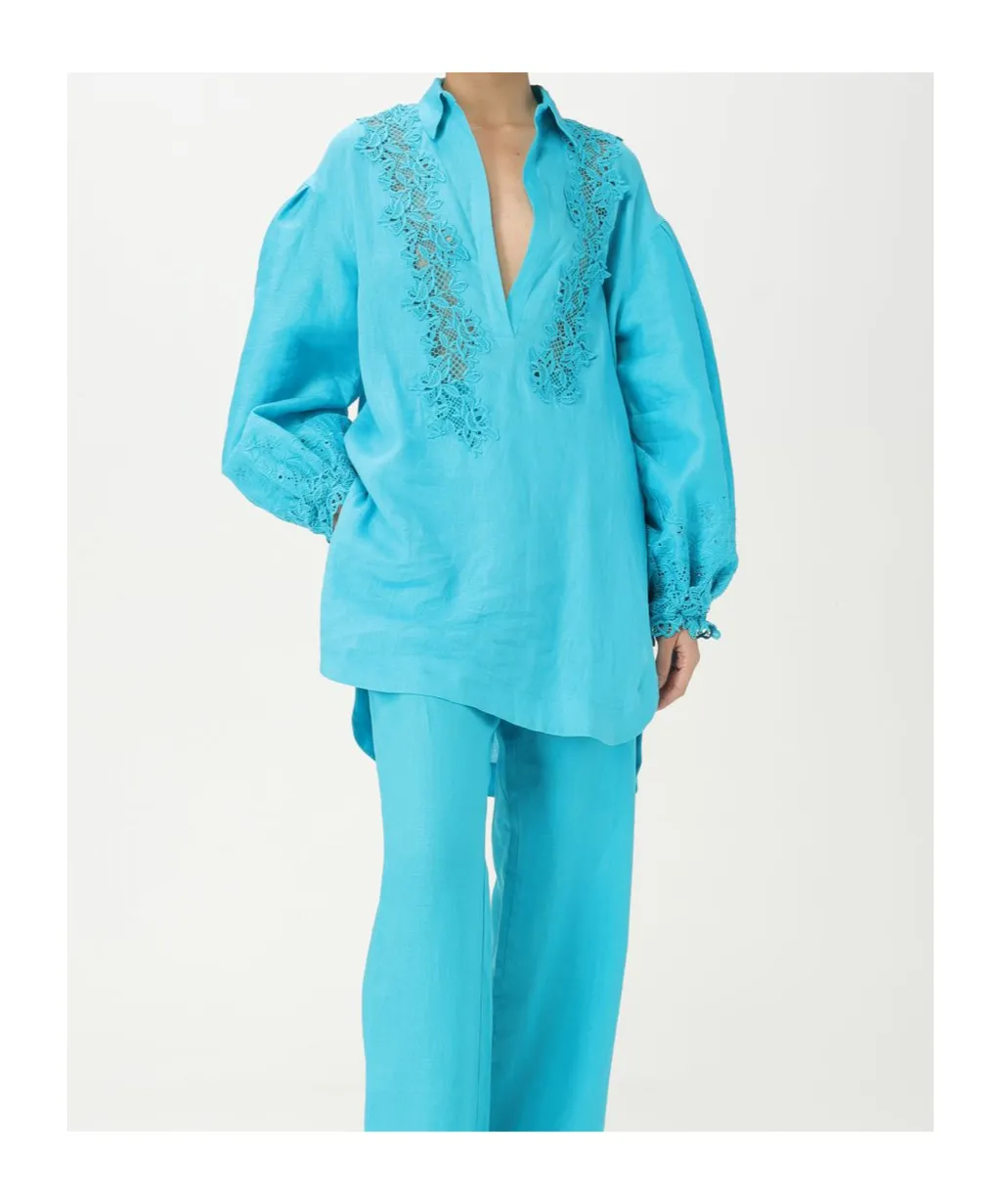 Embroidered V-Neck Blouse