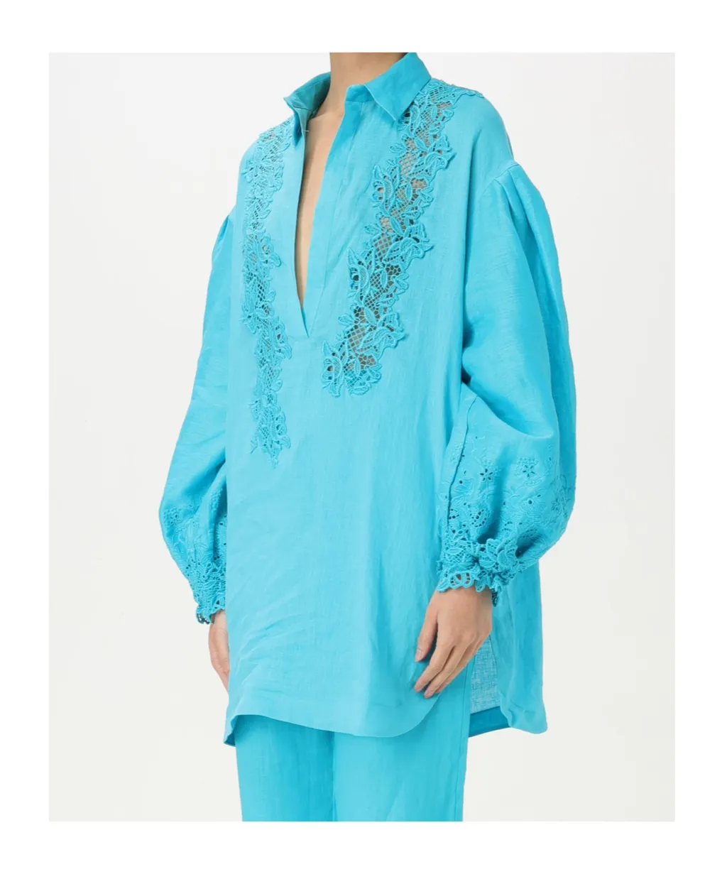 Embroidered V-Neck Blouse