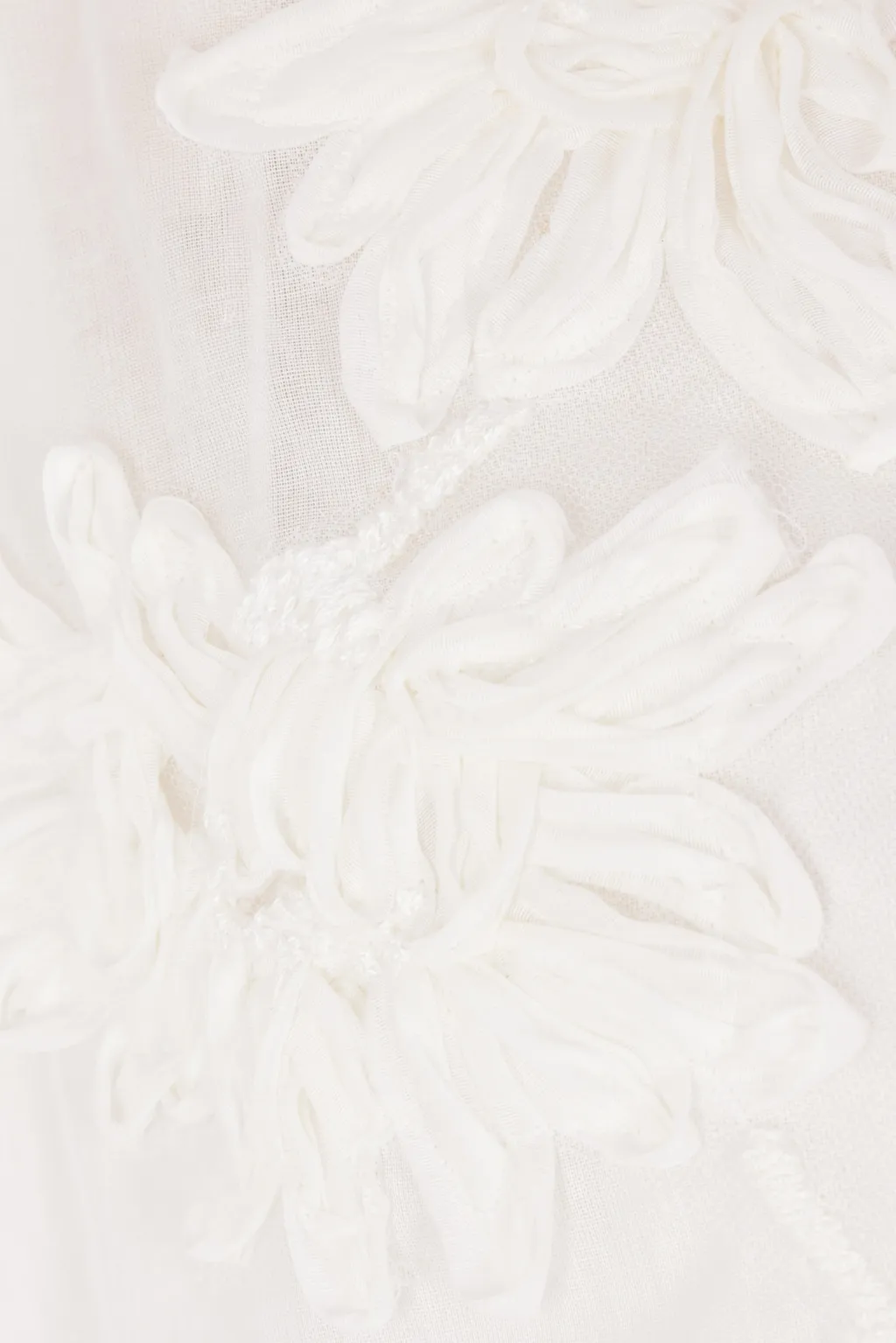Handmade Ribbon Floral Embroidery Oversized Muslin Shirt