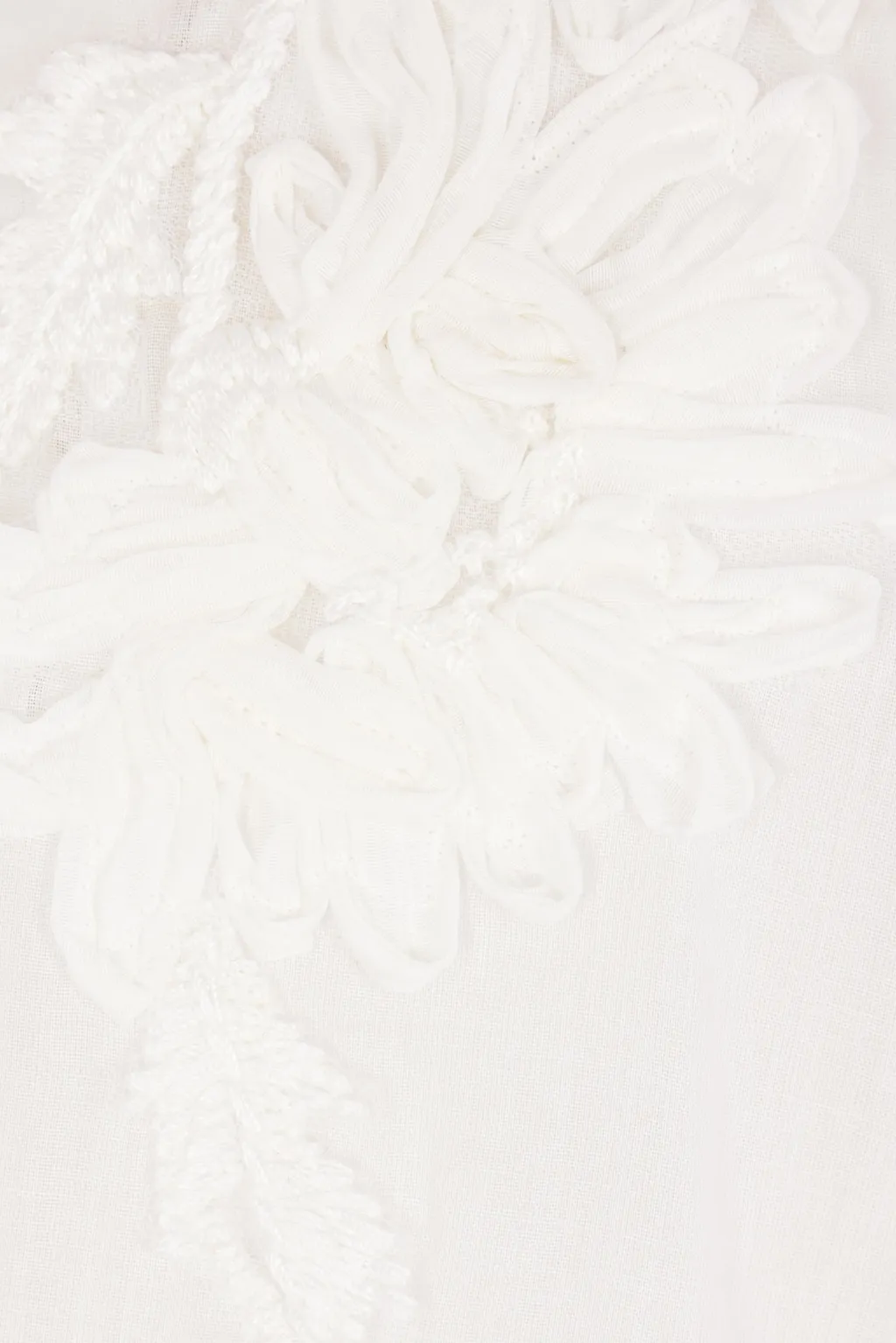 Handmade Ribbon Floral Embroidery Oversized Muslin Shirt