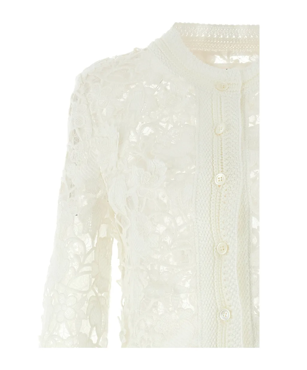 Macrame Tulle Knit Cardigan