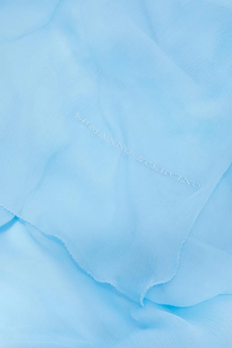 Logo Embroidered Silk Scarf