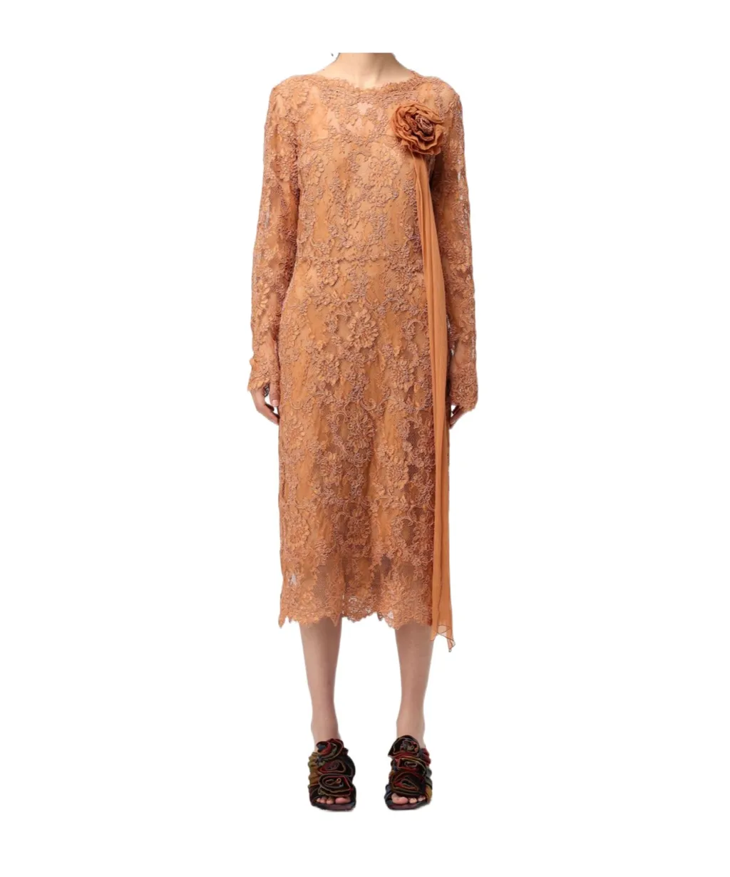 Floral-Lace Midi Dress