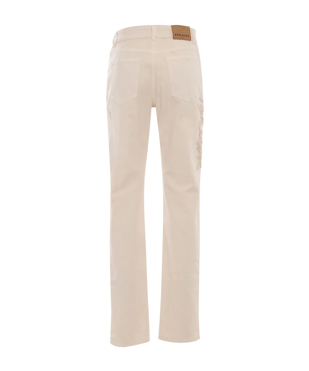 Embroidered Straight-Leg Trousers