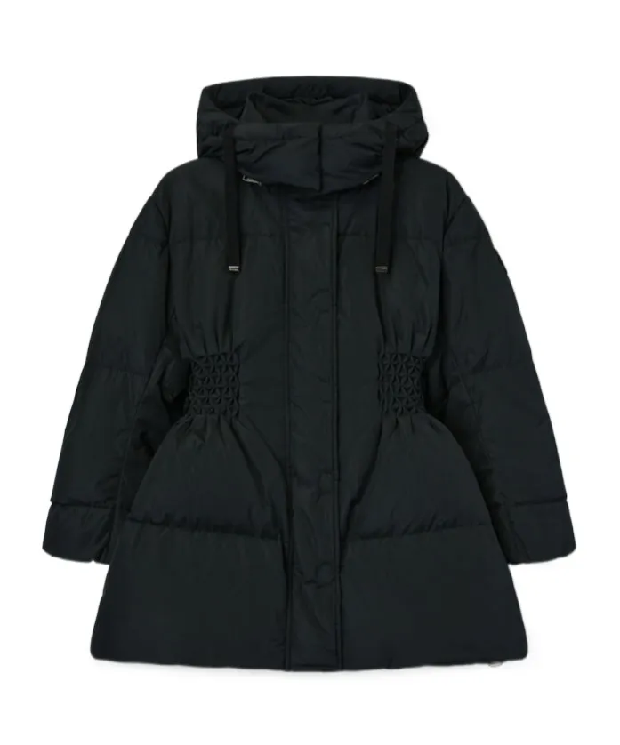 Smocked Hooded Puffer Jacket
