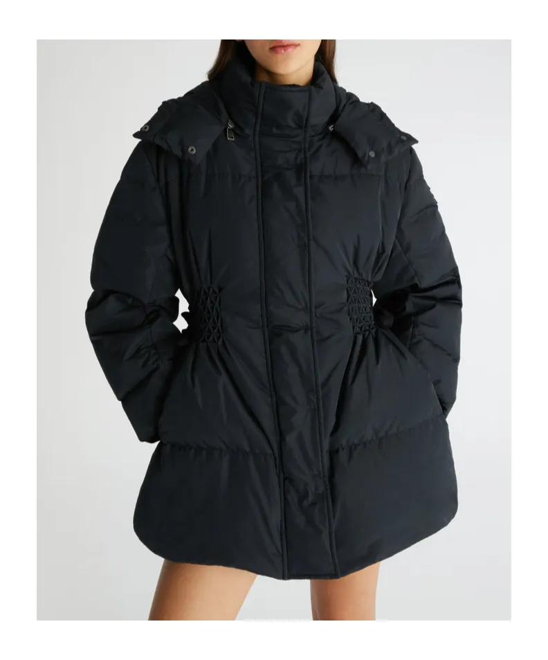 Smocked Hooded Puffer Jacket