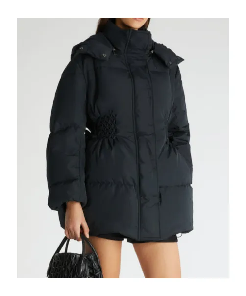 Smocked Hooded Puffer Jacket