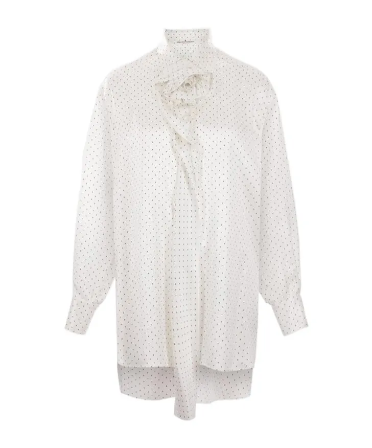 Polka Dot Printed Long-Sleeved Shirt