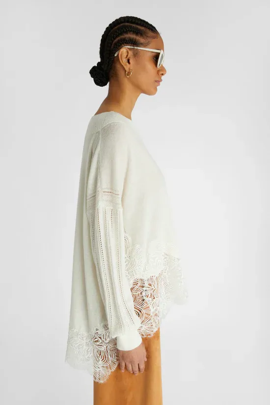 Guipure Lace-Detail Jumper