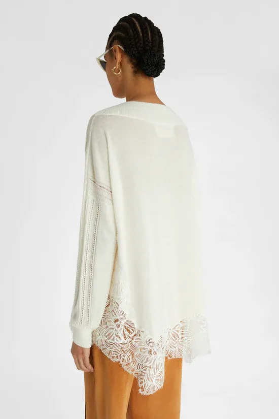 Guipure Lace-Detail Jumper