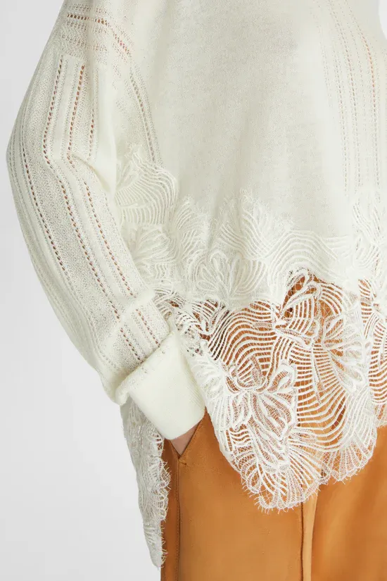 Guipure Lace-Detail Jumper