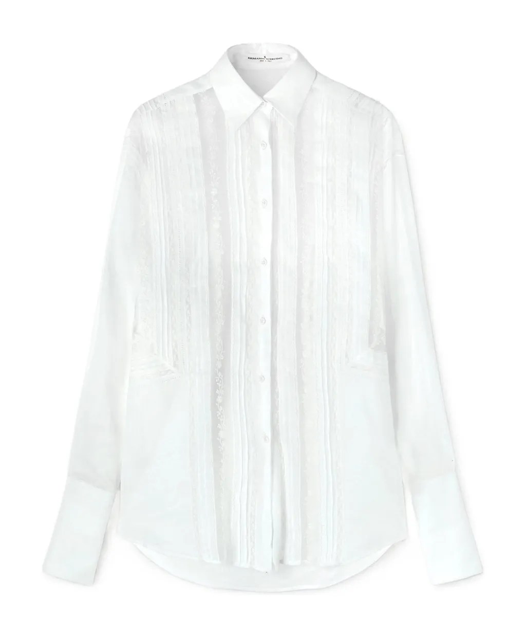 Floral-Lace Semi Sheer Shirt