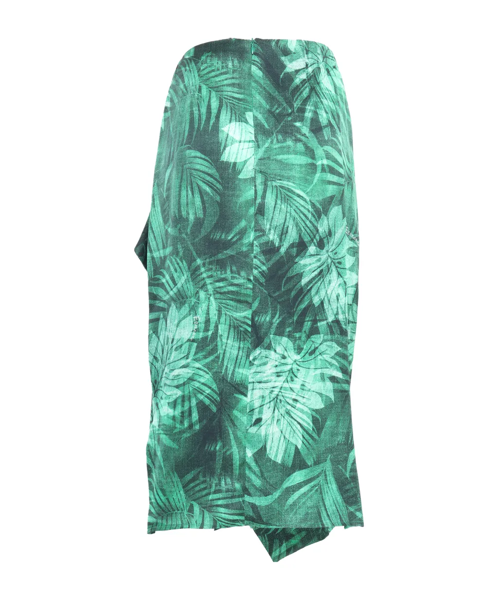Draped Leaf Printed Skirt