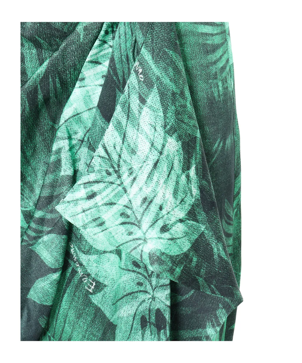 Draped Leaf Printed Skirt