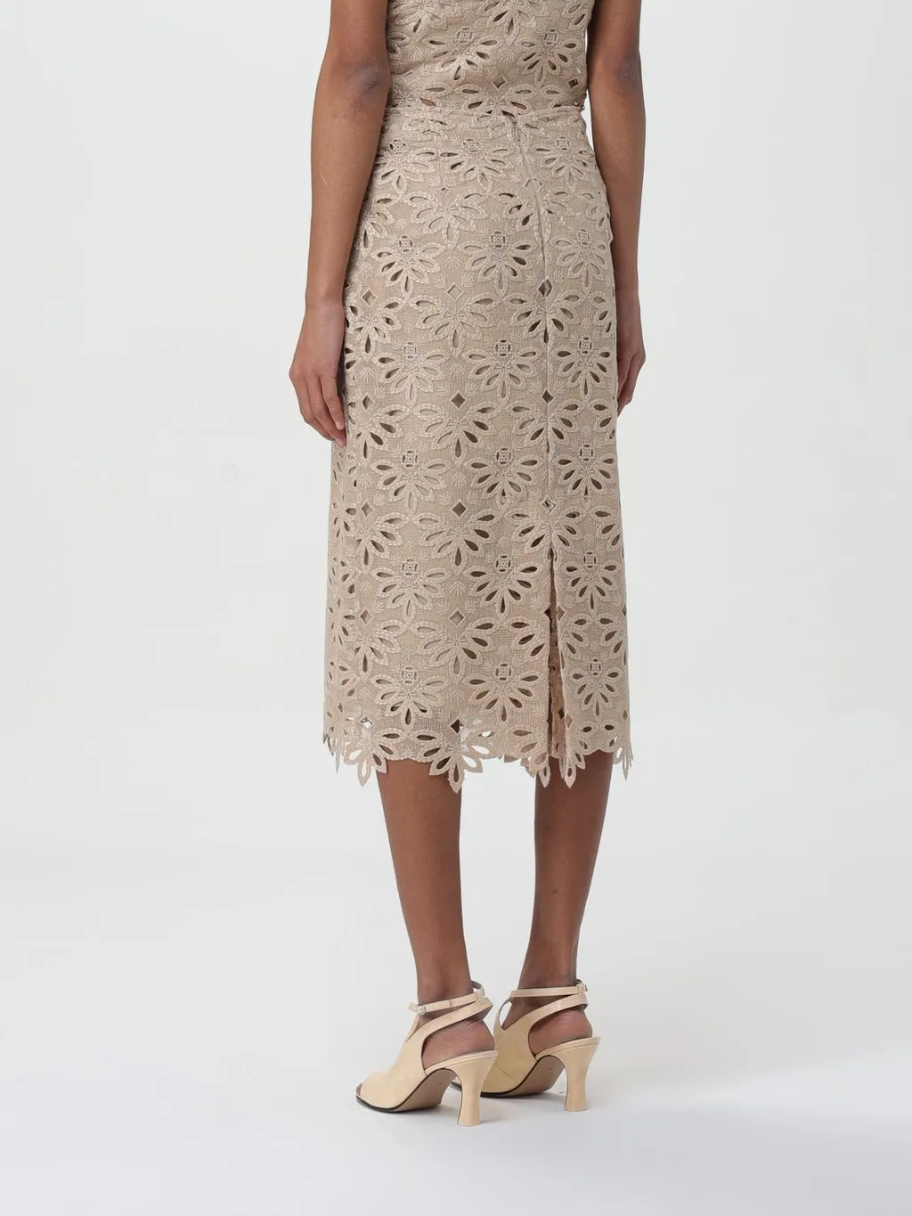 Embroidered Cut-Out Detailed Midi Skirt