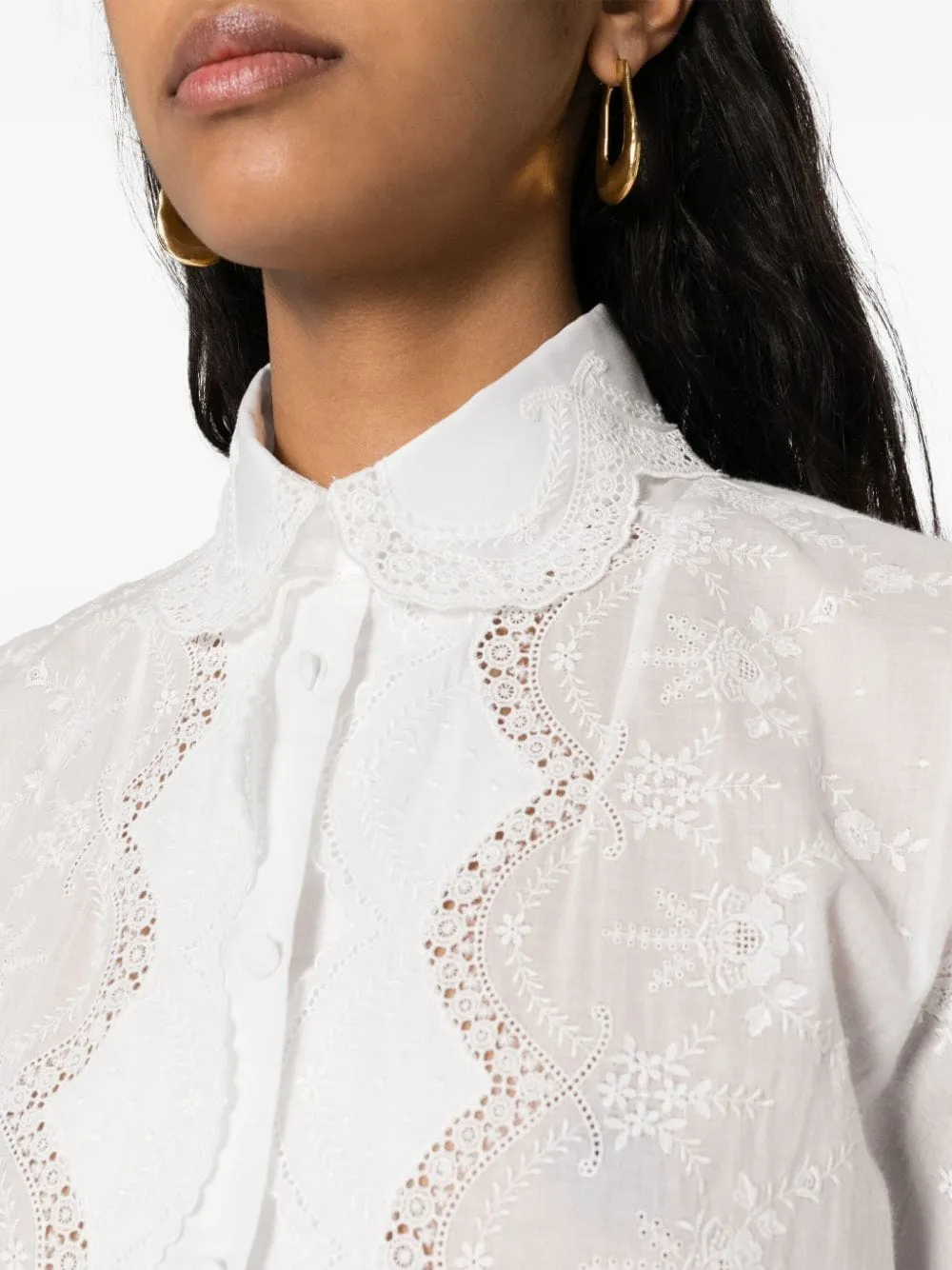 Floral-Embroidered Ruffled Mini Dress
