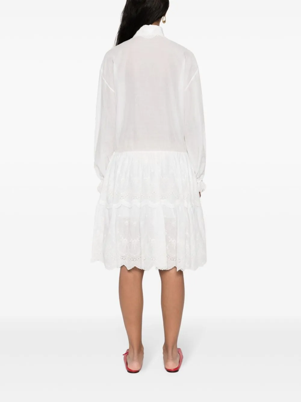 Floral-Embroidered Ruffled Mini Dress