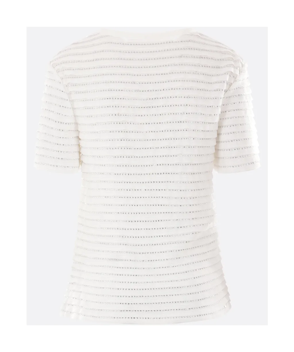 Crystal-Embellished Ribbed Blouse