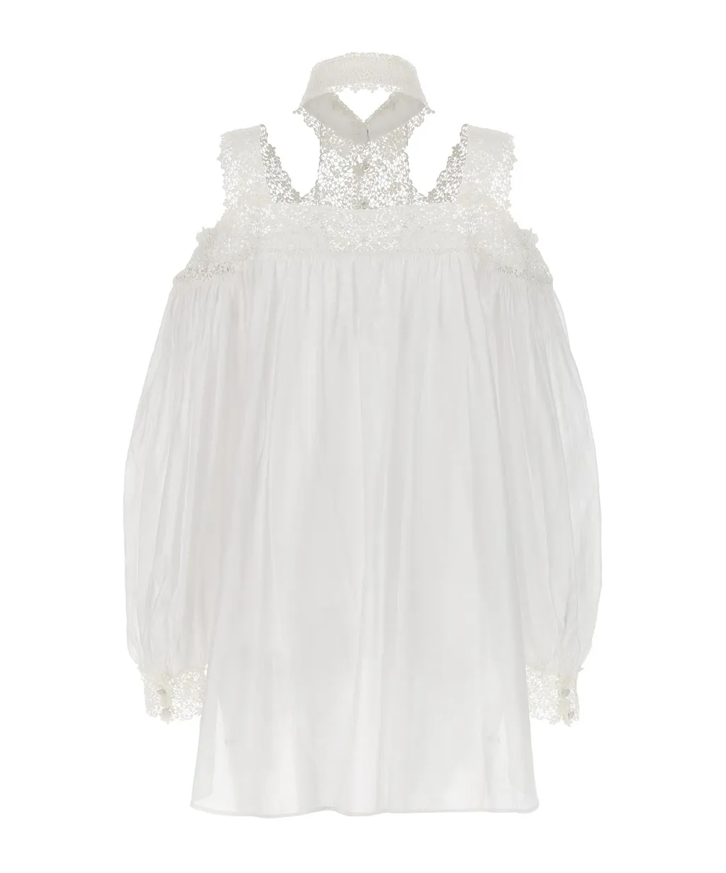 Floral Embroidered Straight Hem Shirt