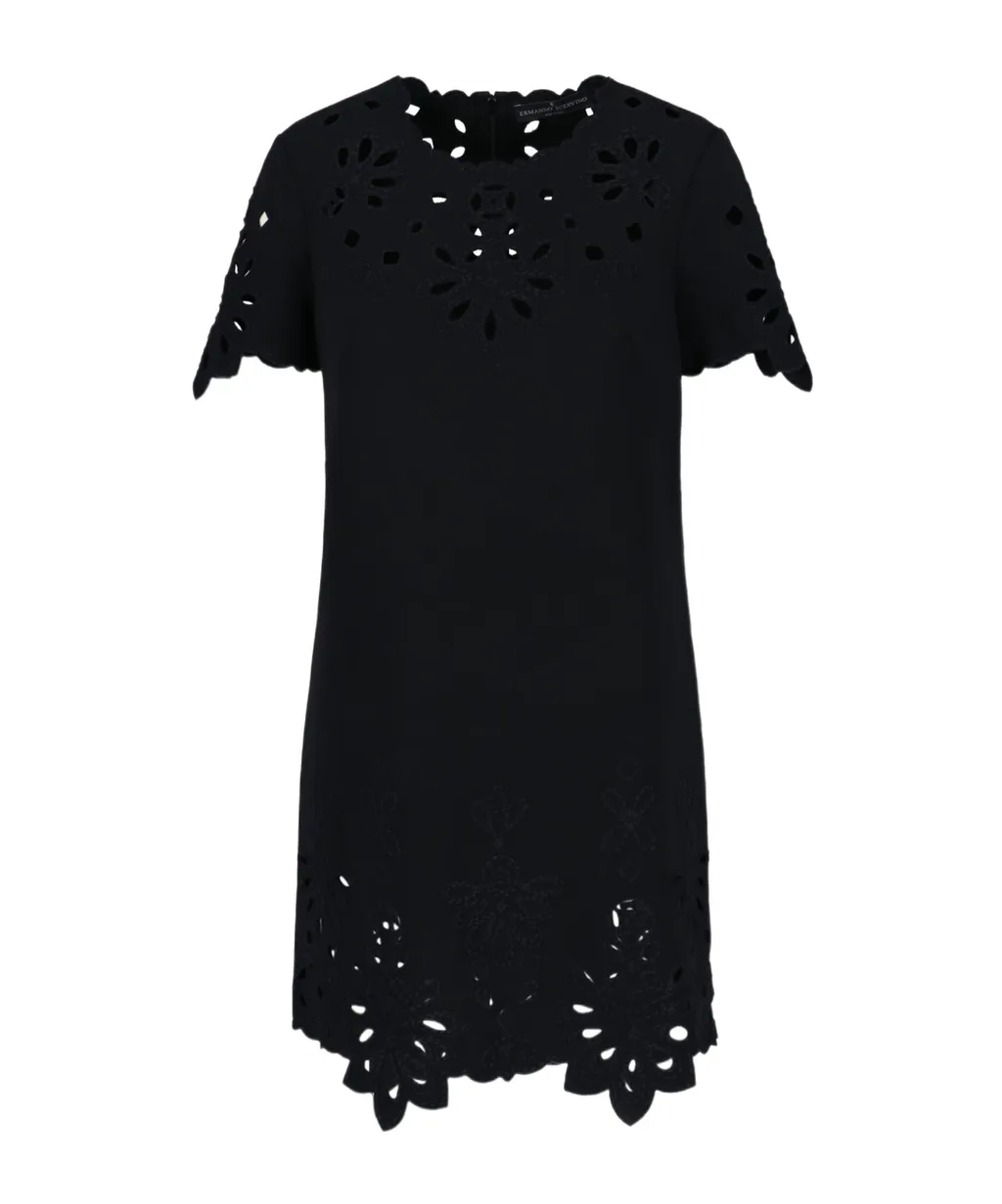 Cut-Out Embroidered Shift Mini Dress