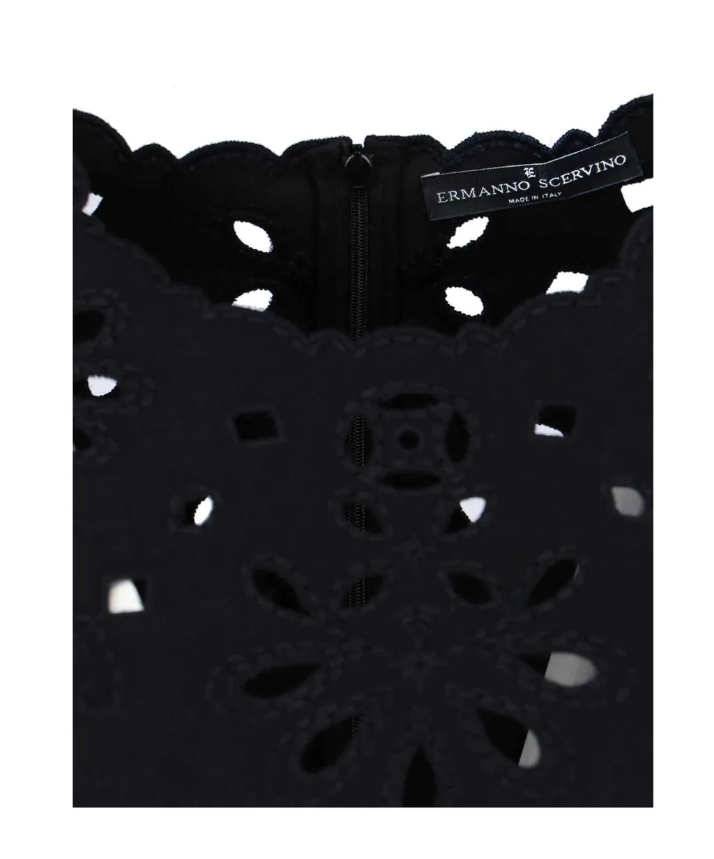Cut-Out Embroidered Shift Mini Dress