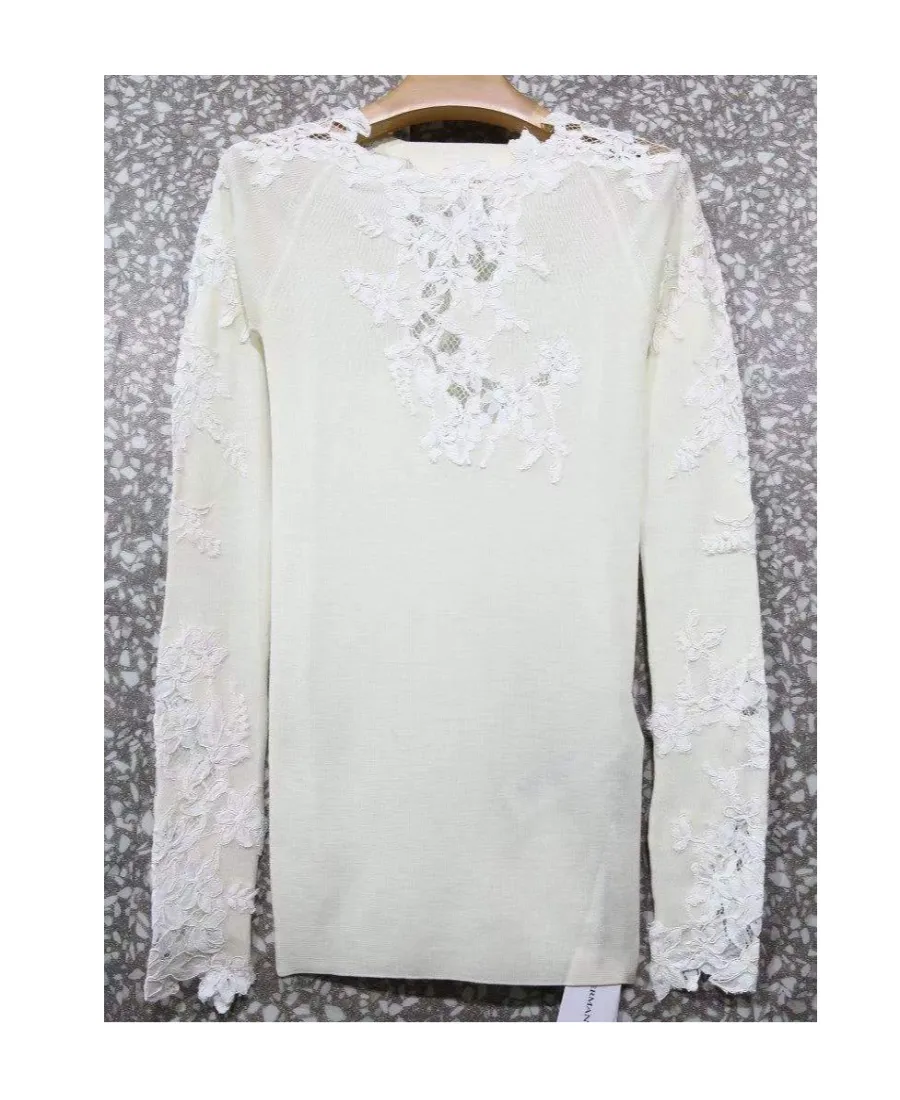 Long-Sleeved Sweater With Lace Details