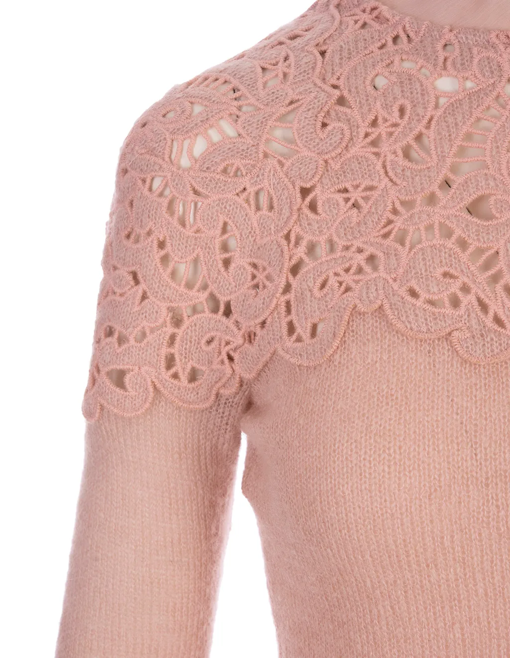 Guipure-Lace Long-Sleeve Jumper