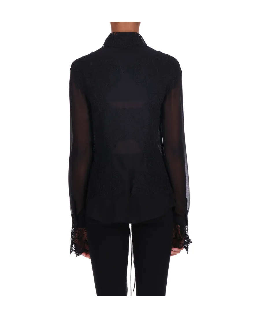 Ruffle Detailed Tie-Up Shirt