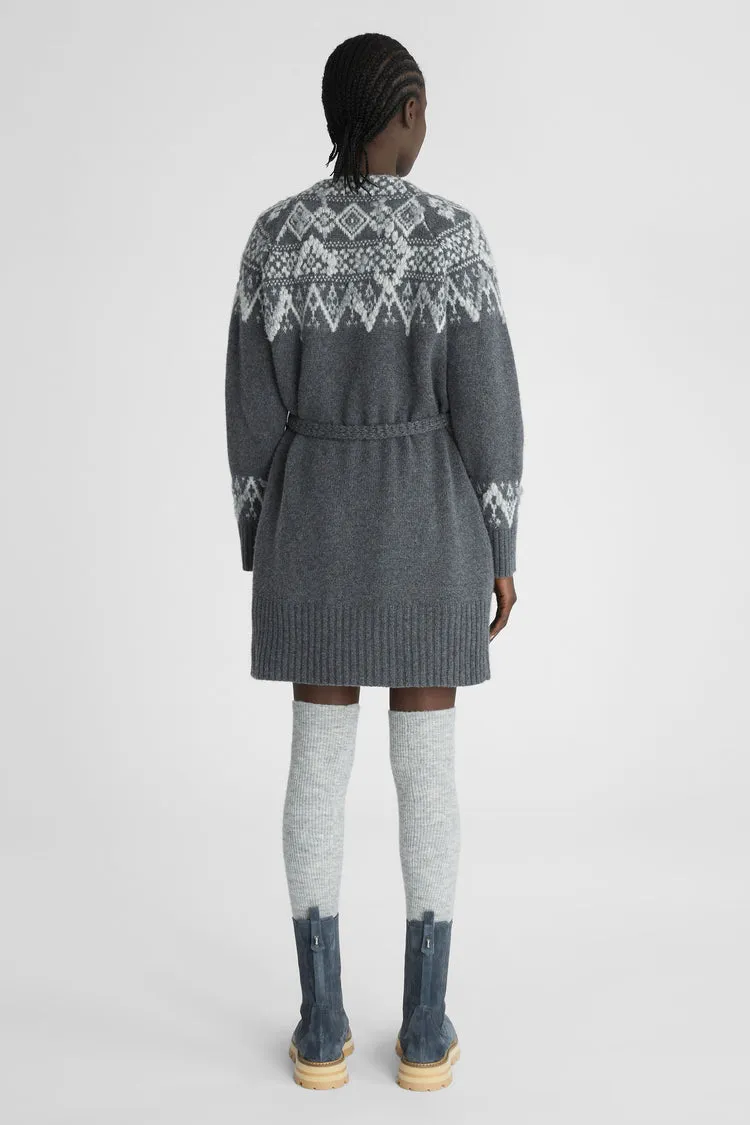 Jacquard Belted Cardigan