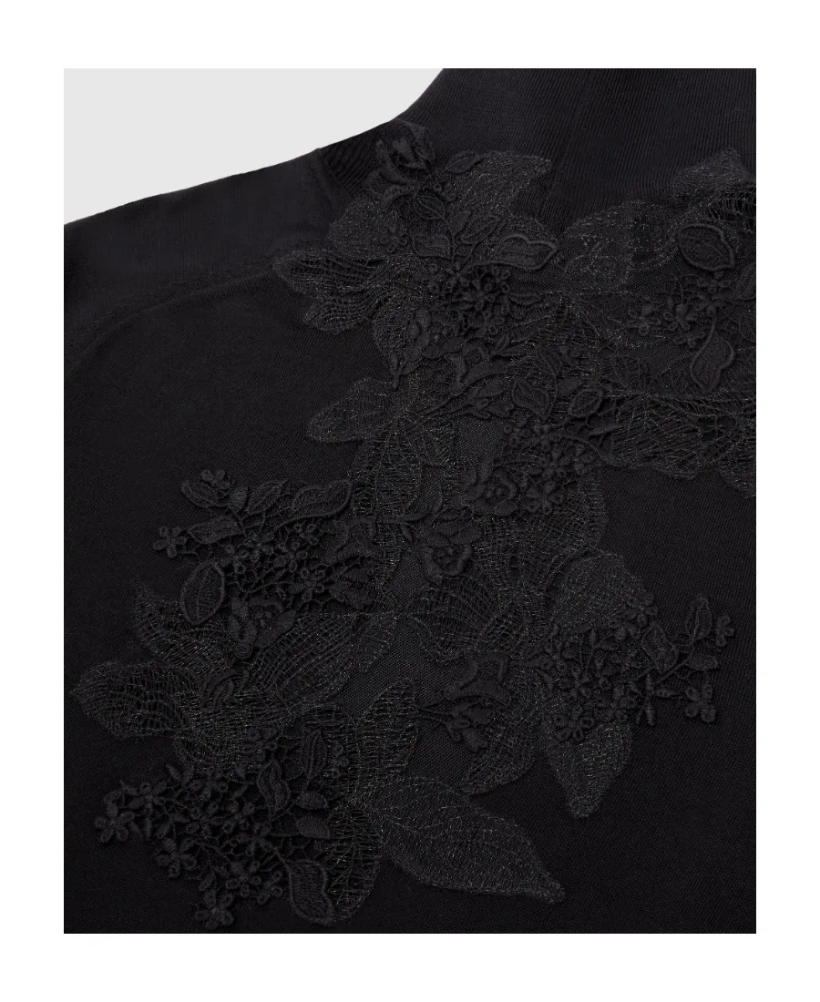 Corded Lace-Detail Knitted Jumper