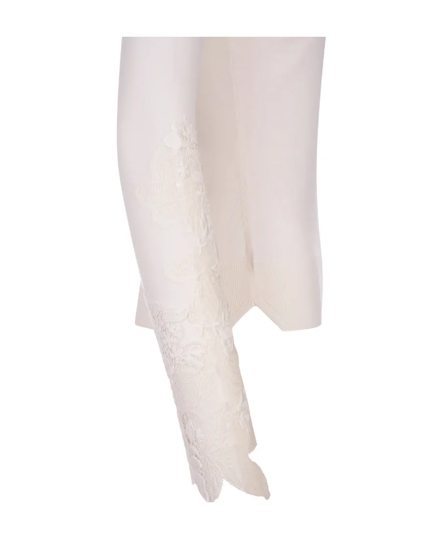 Floral-Lace Detail Virgin Wool Jumper