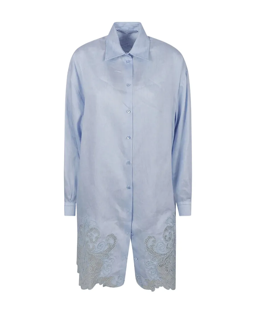 Lace Trim Tunic Buttoned Shirt