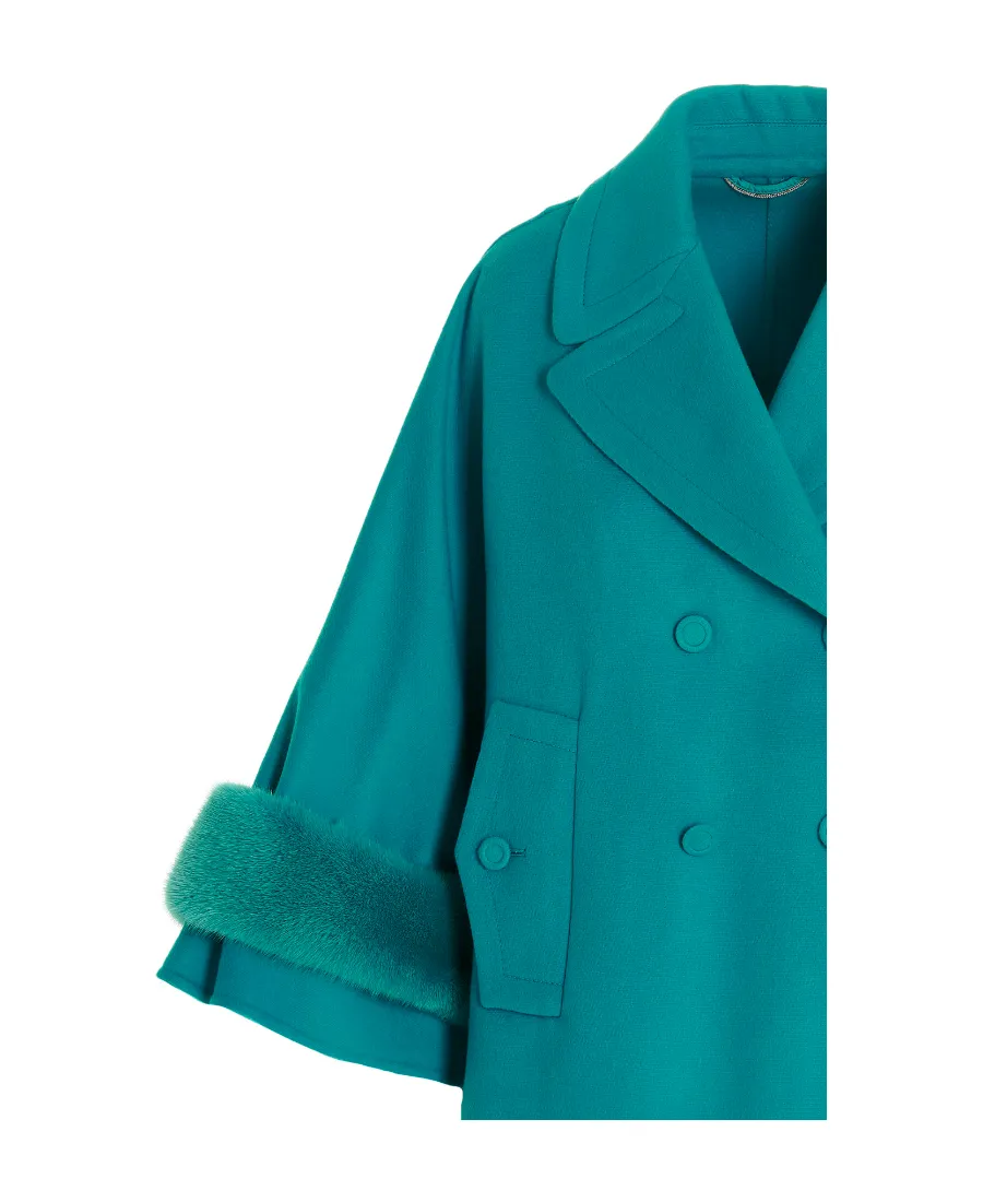 Double-Breasted Faux-Fur Detailed Coat