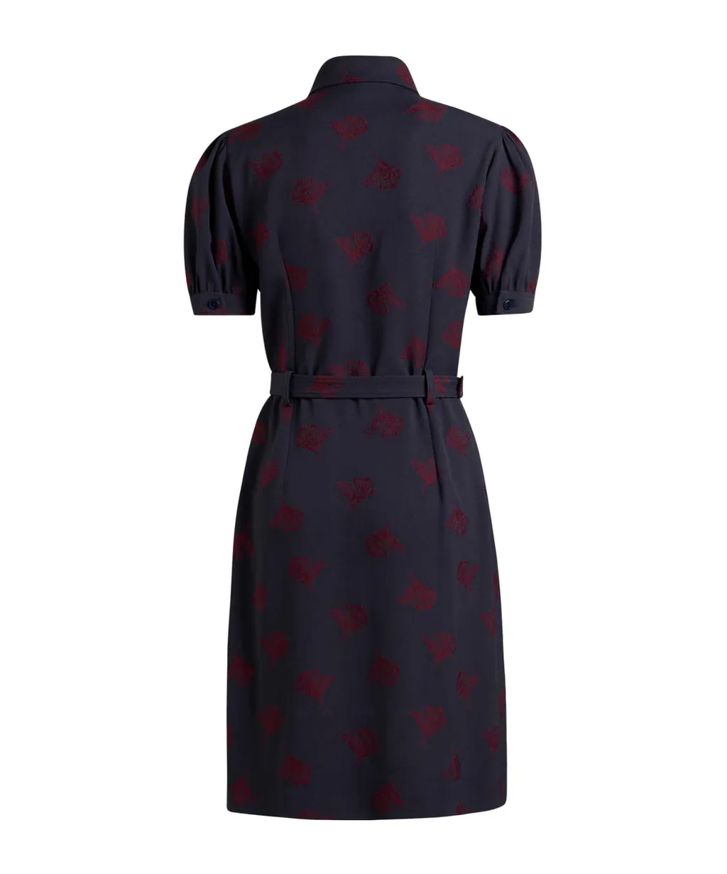 All-Over Stretch Jacquard Floral Pattern Dress